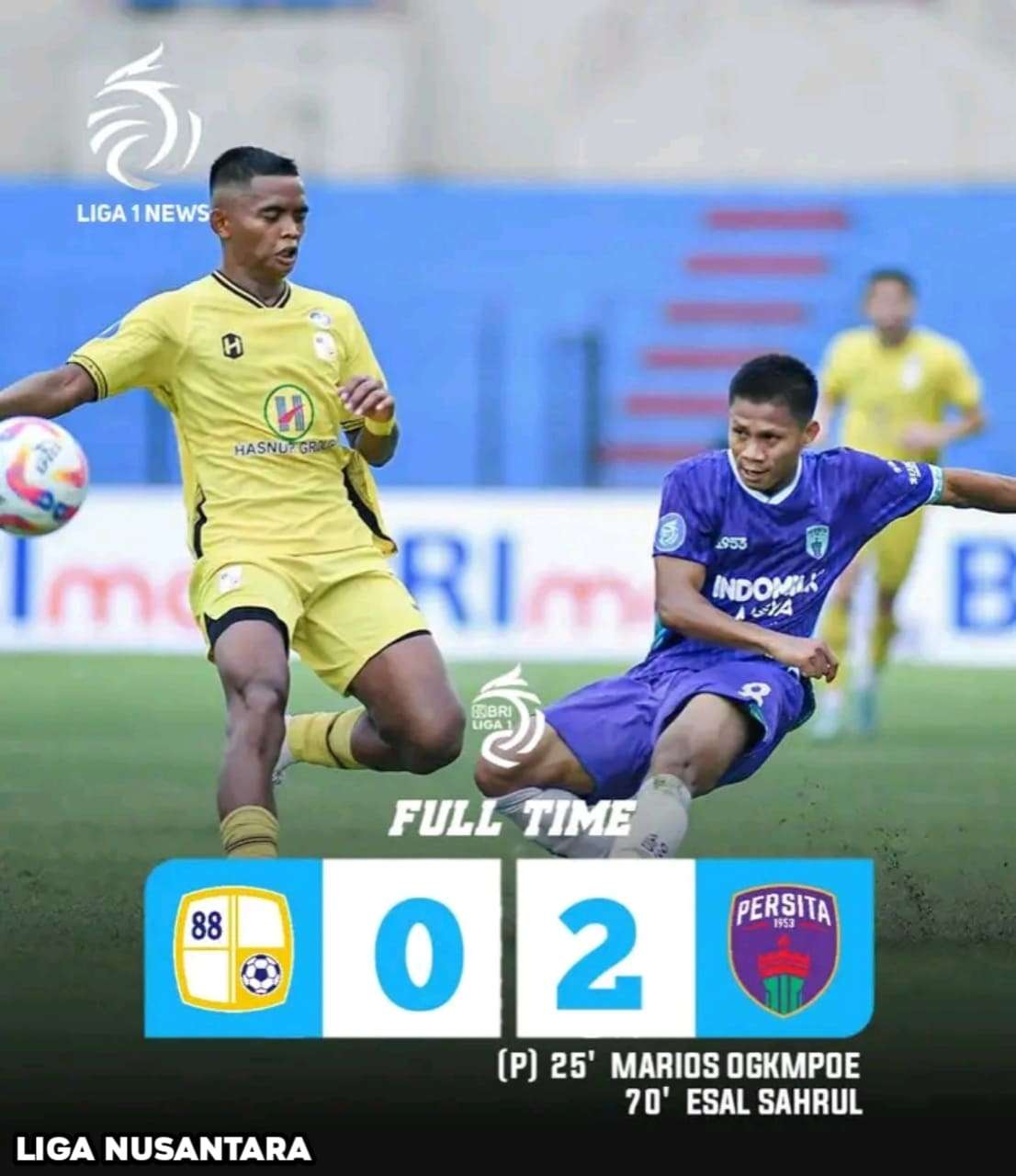 Persita Tangerang Tembus 10 Besar Usai Kalahkan Barito Putera 2-0