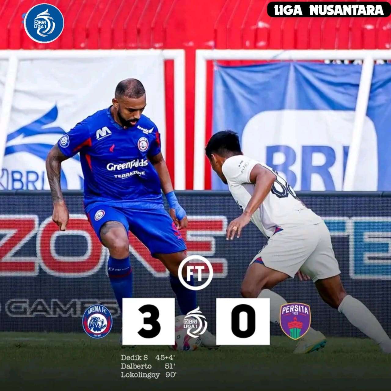 Arema FC Bungkam Persita Tangerang 3-0 Di Kandang Sendiri