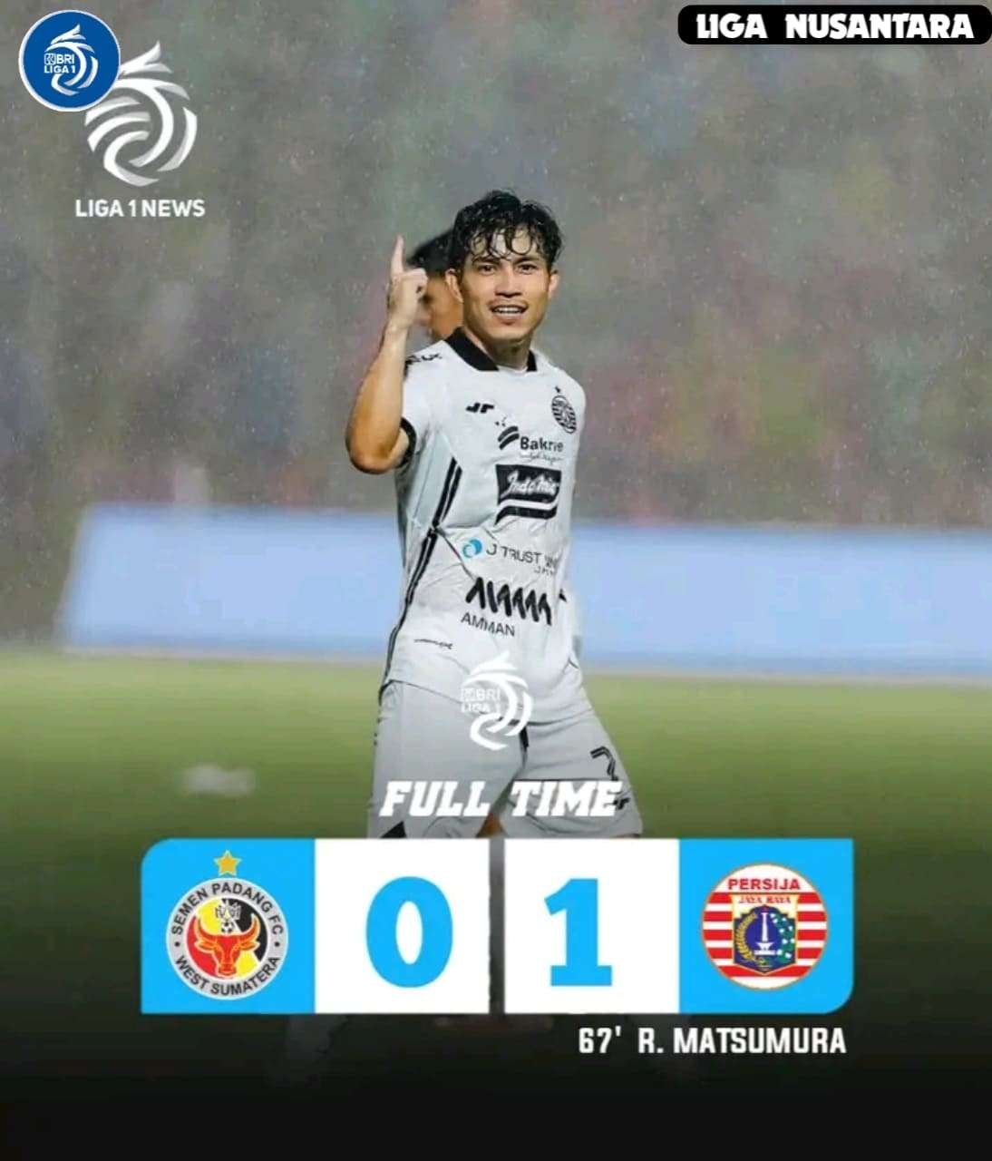 Gol Tunggal Ryo Matsumura Bawa Persija Jakarta Kalahkan Semen Padang 1-0