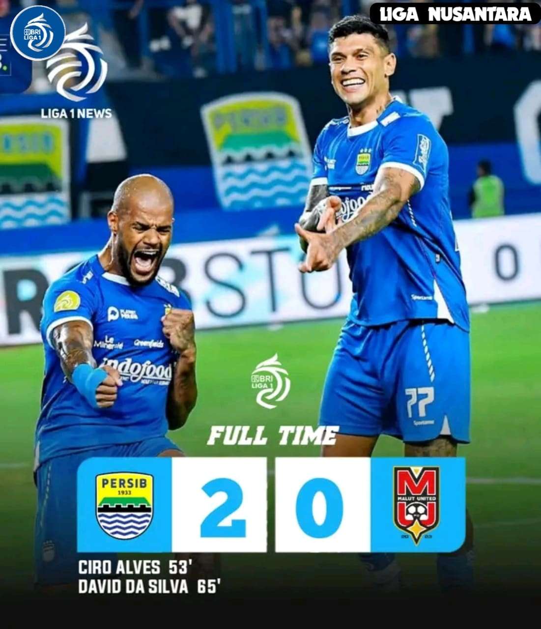 David da Silva Dan Ciro Alves Bawa Persib Bandung Kalahkan Malut United 2-0