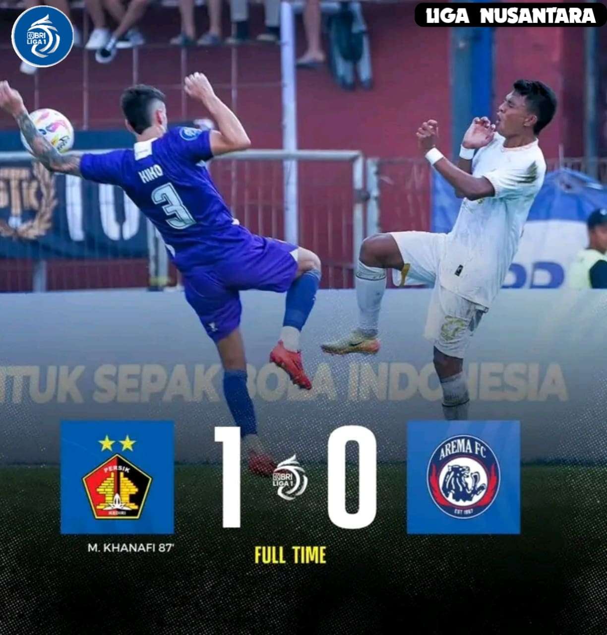 Persik Kediri Berhasil Raih Poin Penuh Dikandang Atas Arema FC 1-0