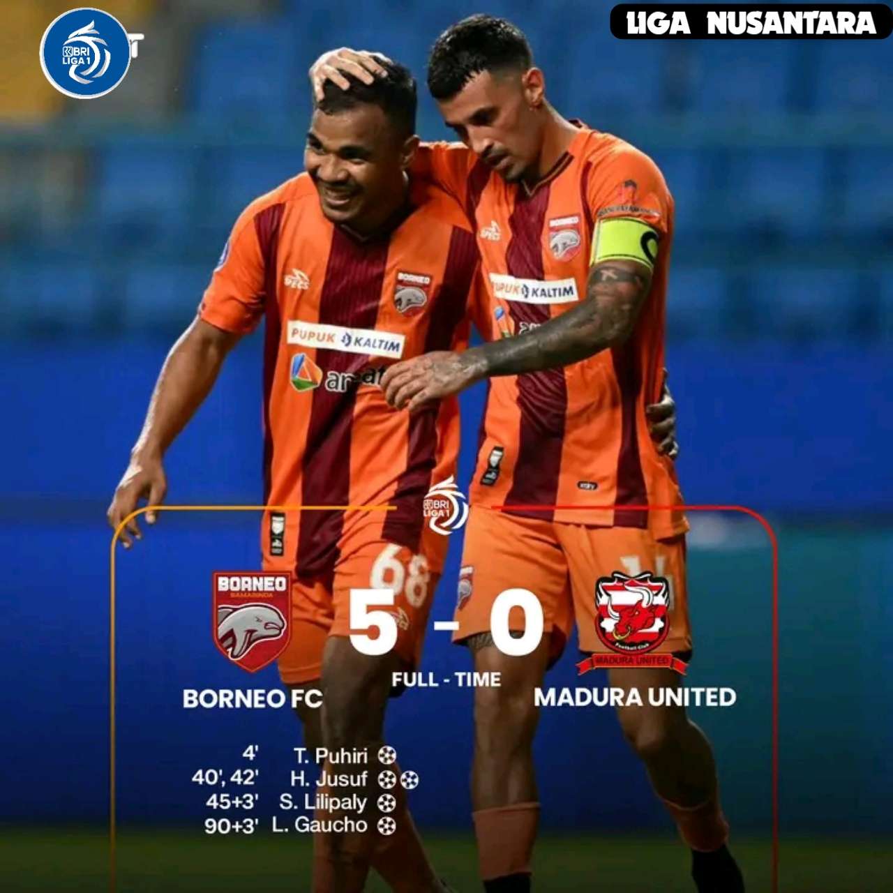 Borneo FC Pesta Gol Dikandang Melawan Madura United 5-0