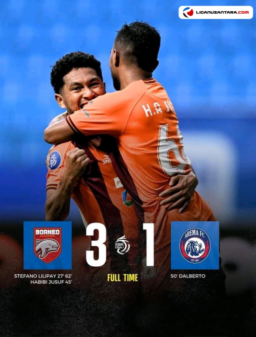 Brace Lilipaly Bawa Borneo FC Kalahkan Arema FC berhasil 3-1