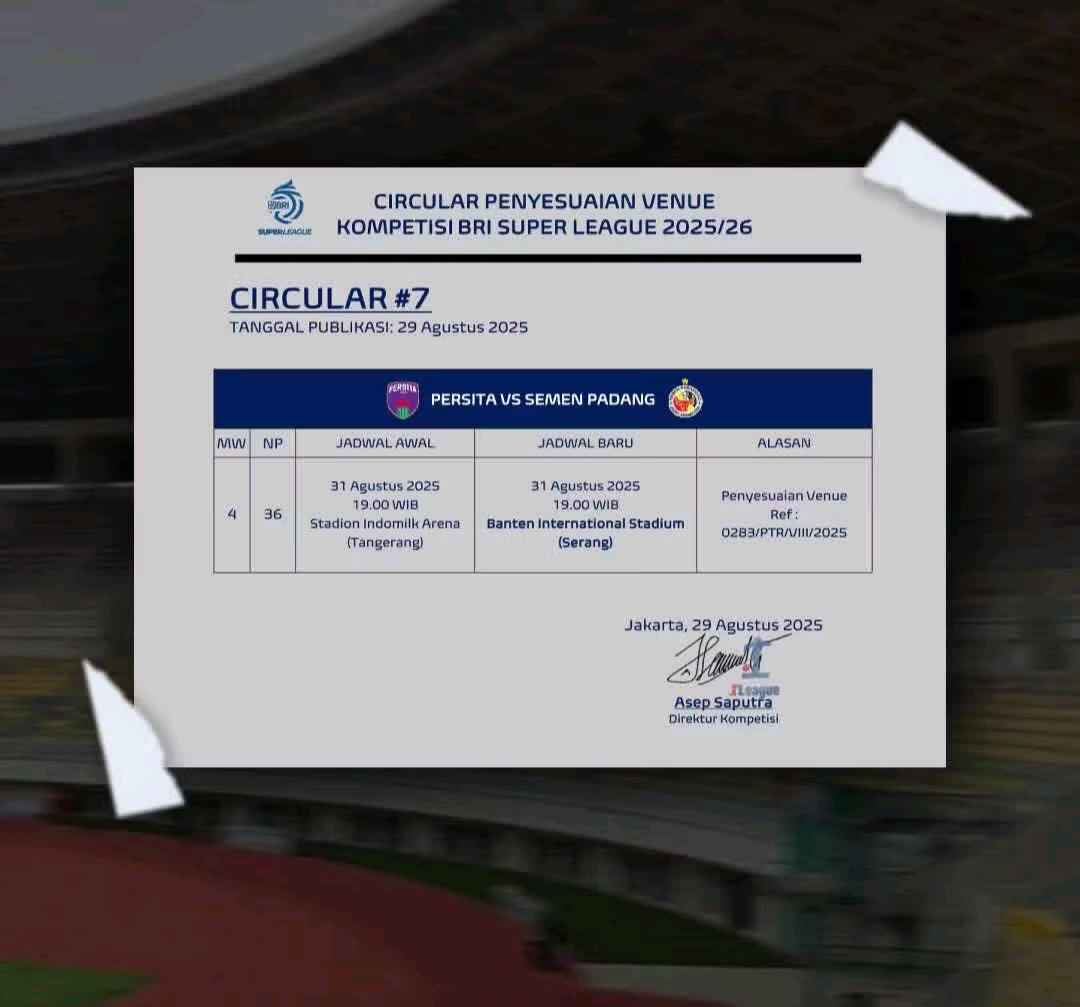 Masih Ditunda, Semen Padang Pastikan Tetap Bawa 23 Pemain Lawan Persita Pengumuman Penundaan Pekan 4 antara Semen Padang vs Persita