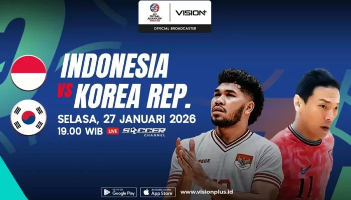 Saksikan Indonesia vs Korea Selatan di VISION+, Pembuka AFC Futsal Asian Cup Indonesia 2026!