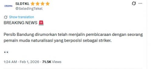 Persib Bandung Dikaitkan dengan Mauro Zijlstra pada Bursa Transfer Paruh Musim Super League 2025/2026