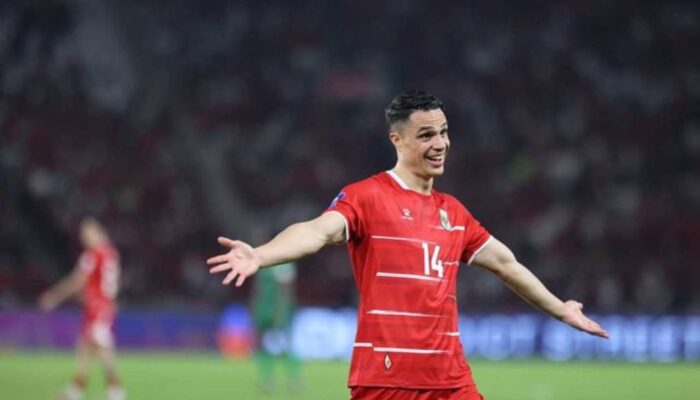 Aksi Joey Pelupessy pada laga Timnas Indonesia lawan St. Kitts and Nevis di FIFA Series 2026