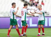 Selebrasi gol pemain Timnas Bulgaria pada laga FIFA Series 2026 lawan Kep. Solomon