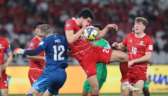 Aksi Elkan Baggott pada laga Timnas Indonesia lawan Saint Kitts and Nevis pada FIFA Series