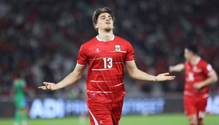 Aksi Mauro Zijlstra pada laga Timnas Indonesia lawan St. Kitts and Nevis di FIFA Series 2026