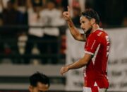 Selebrasi Thijmenn Goppel dalam laga Bali United vs Malut United di BRI Super League 2025/202
