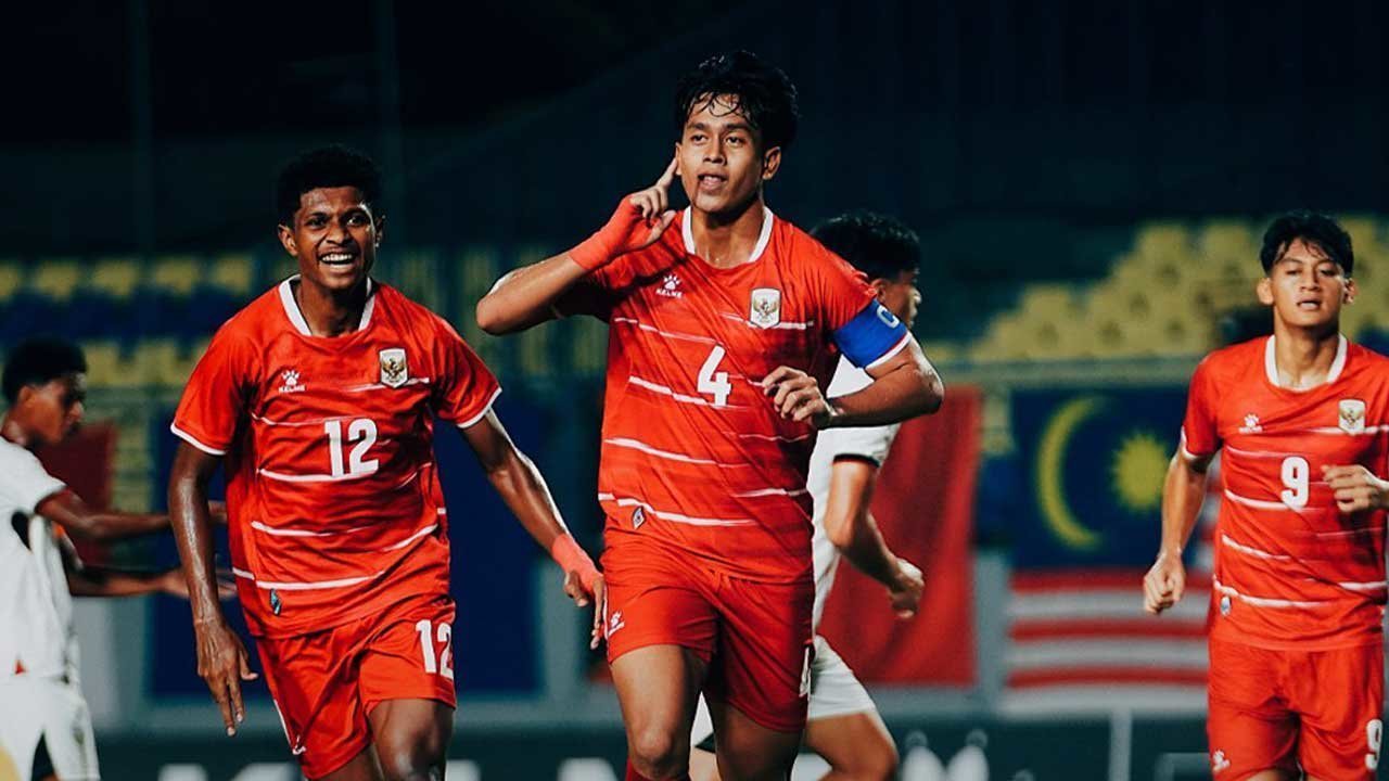 Selebrasi gol Putu Ekayana ketika mencetak gol untuk Timnas Indonesia U-17 pada laga lawan Timor Leste di Piala AFF U-17 2026