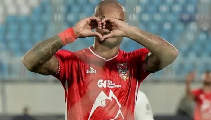 Selebrasi David da Silva dalam laga Arema FC vs Malut United di BRI Super League 2025/2026, Jumat (3/4/2026