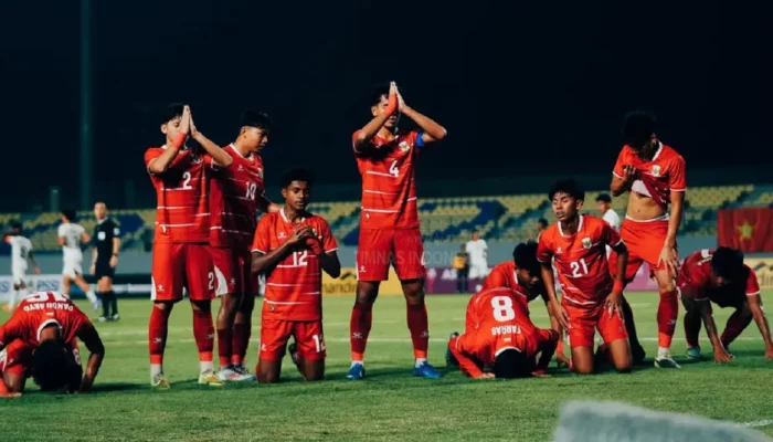 Pemain timnas Indonesia U-17 merayakan gol di laga pertama Piala AFF U-17 2026